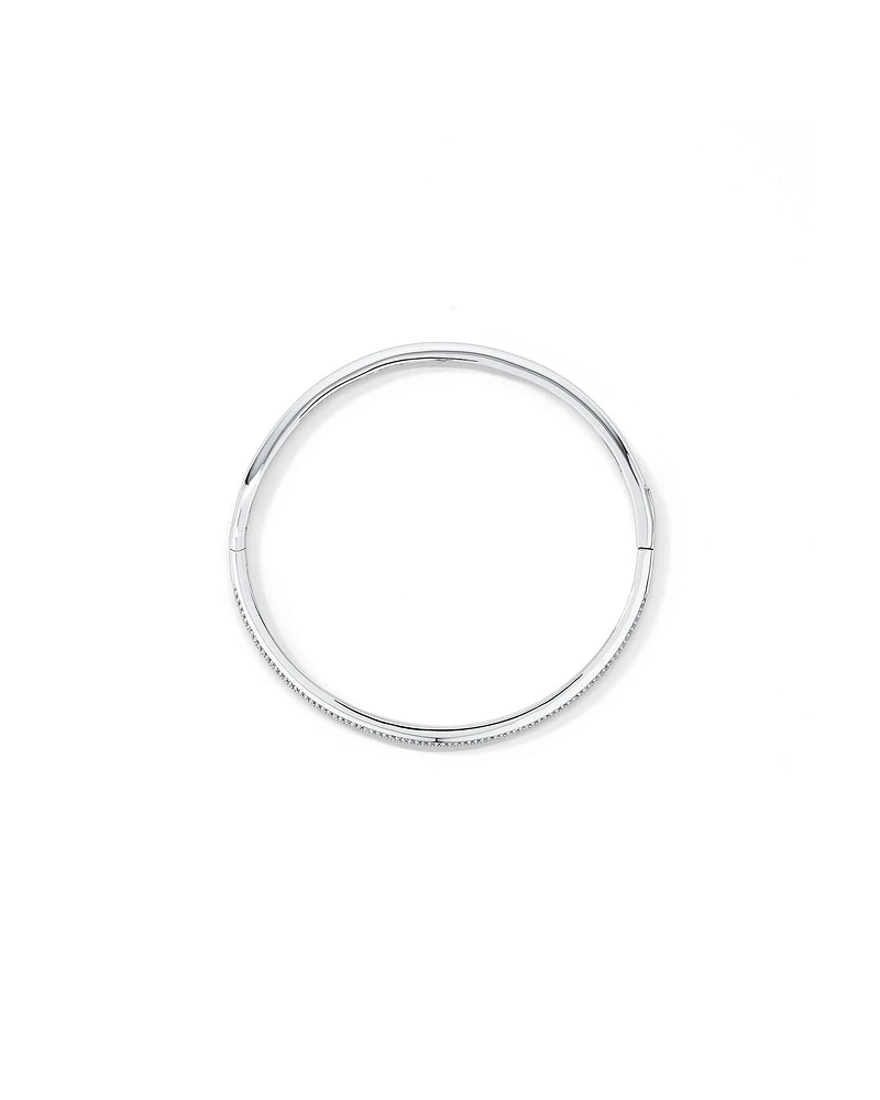 Pave Cubic Zirconia Hinge Bangle in Sterling Silver