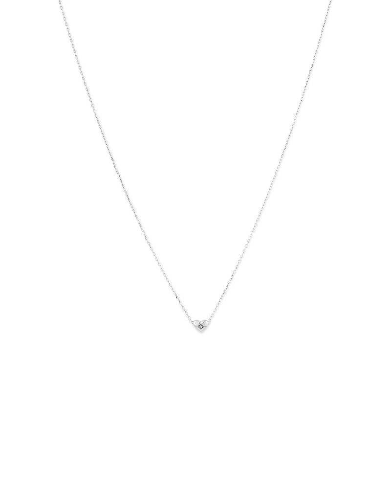 Collier en argent de 45 cm à cœur miniature et diamants totalisant 0,004 ct