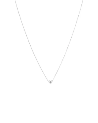 Collier en argent de 45 cm à cœur miniature et diamants totalisant 0,004 ct