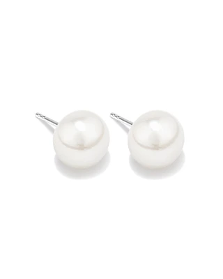 Stud Earrings with 9mm Button Cultured Freshwater Pearls in Sterling Silver