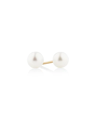 Boutons d'oreilles en or jaune 10 K avec perle d'eau douce de culture ronde de 5 mm