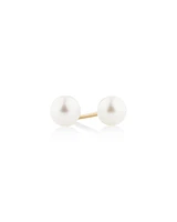 Stud Earrings with 5mm Round Cultured Freshwater Pearl in 10kt Yellow Gold