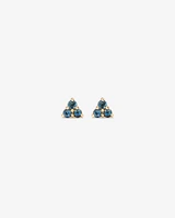 London Blue Topaz Trio Stud Earrings in 10kt Yellow Gold