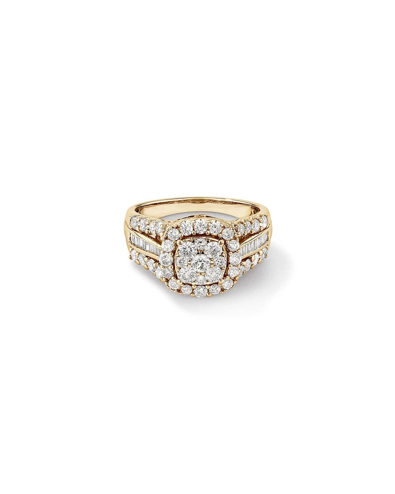 Bague de fiançailles avec 1,50 carat de diamants en or blanc 14kt.