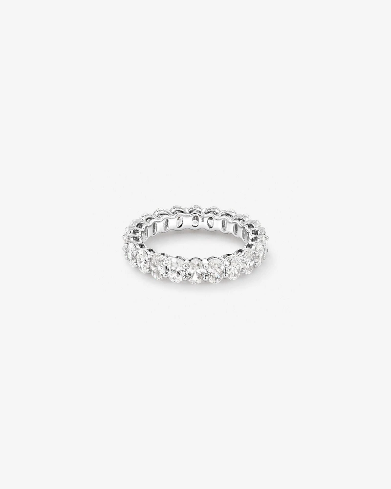 3,15 carats TW bague éternité avec diamants ovales cultivés en laboratoire en or blanc 14kt.