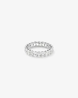 3,15 carats TW bague éternité avec diamants ovales cultivés en laboratoire en or blanc 14kt.