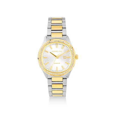 Montre Quartz Pour Femmes Deux Tons De 0,40 Carat Tw Diamant En Acier Inoxydable Ton Or Jaune