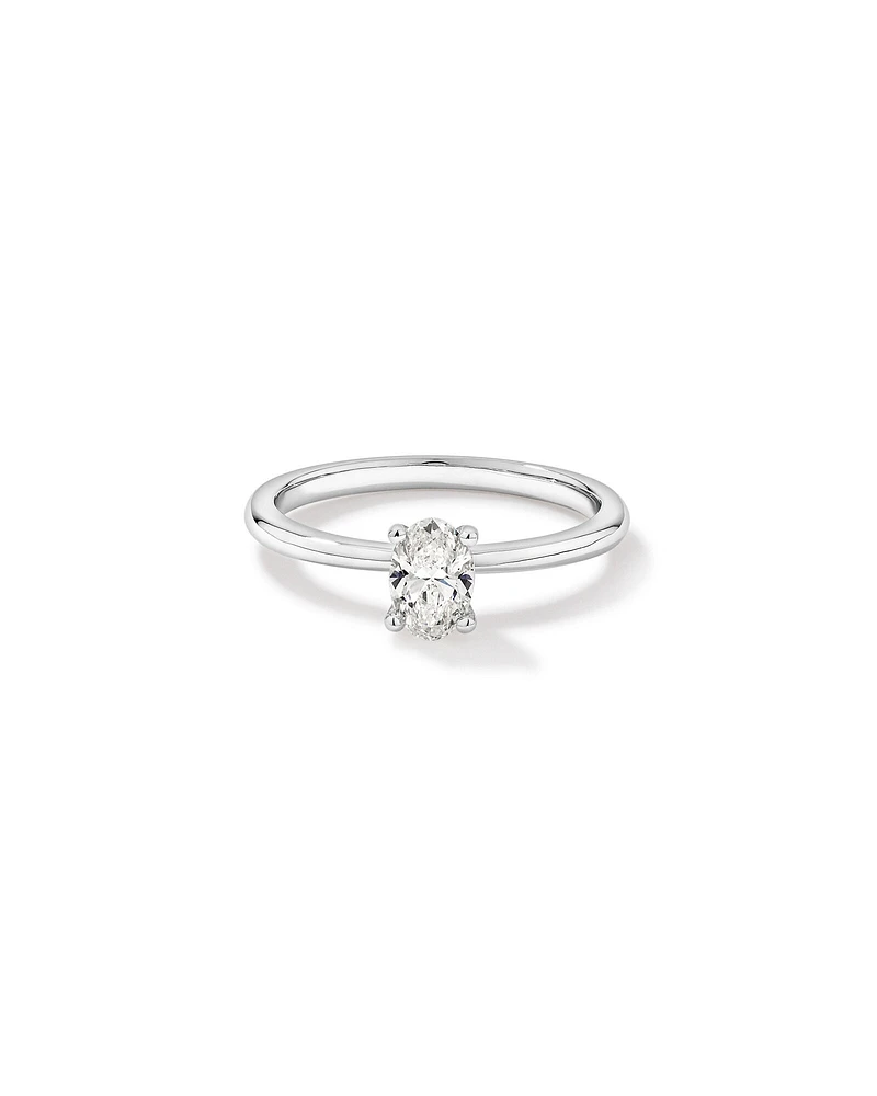 0.50 Carat TW Oval Canadian Diamond Solitaire in 18kt White Gold