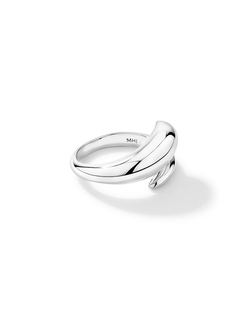 Tapered Dome Open Bypass Ring in Sterling Silver