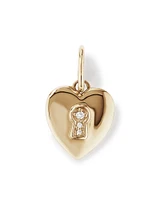 Diamond Accent Love Heart Lock Pendant in 10kt Yellow Gold