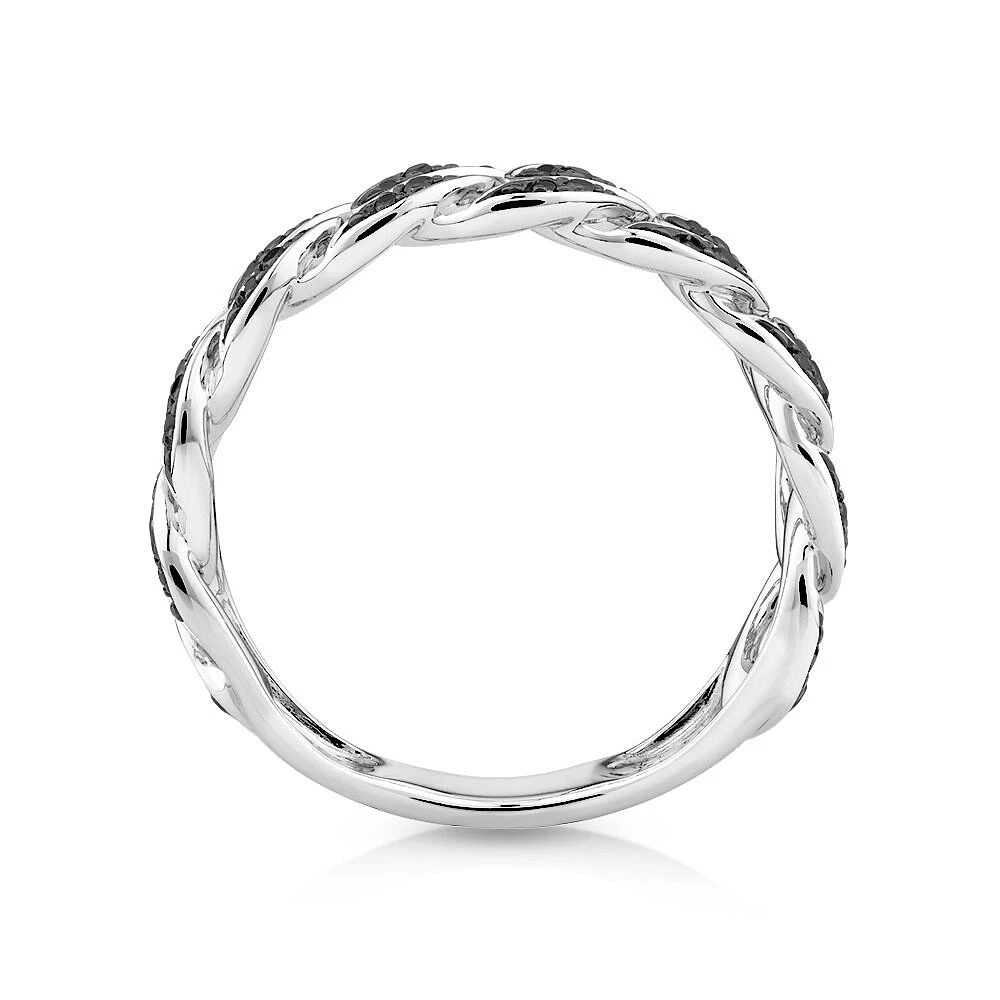 Bague pour hommes avec chaîne en argent sterling et diamants noirs de 0,29 carat au total