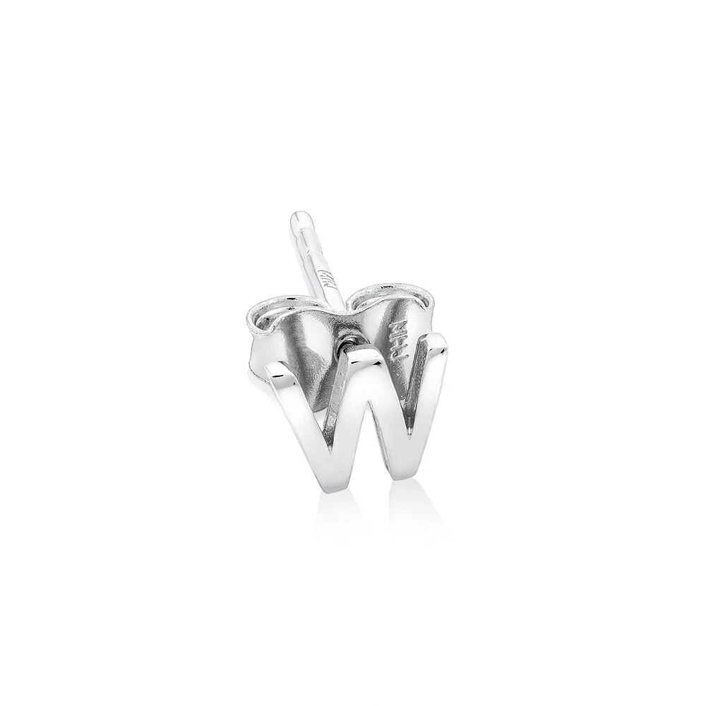 E Initial Single Stud Earring in Sterling Silver