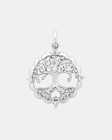 Tree of Life Motif Pendant with Diamonds in Sterling Silver