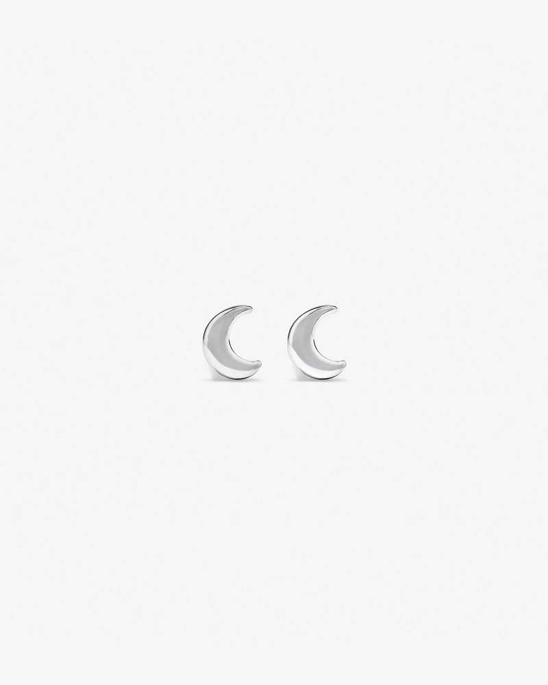 Crescent Moon Stud Earrings in Sterling Silver