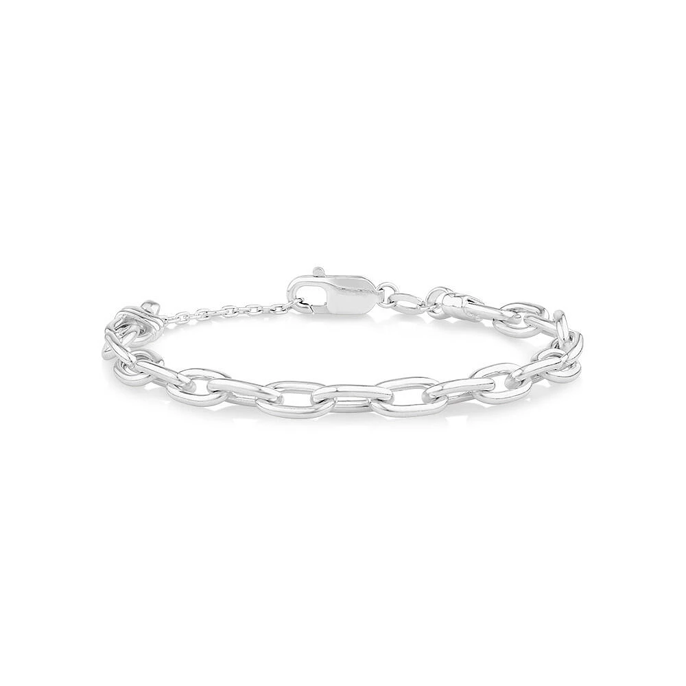 22cm 6.5mm-7mm Width Paperclip Bracelet in Sterling Silver