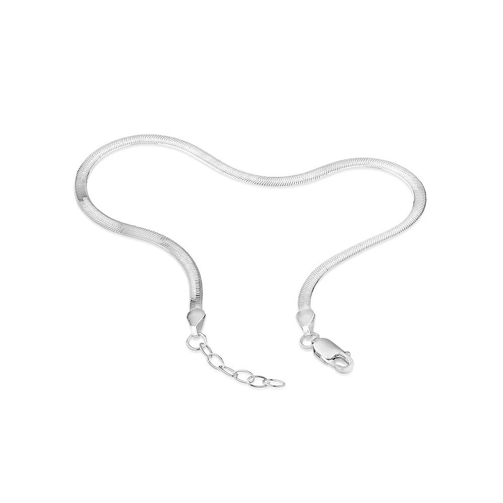 2.3mm Herringbone Snake Chain Bracelet in 10kt White Gold