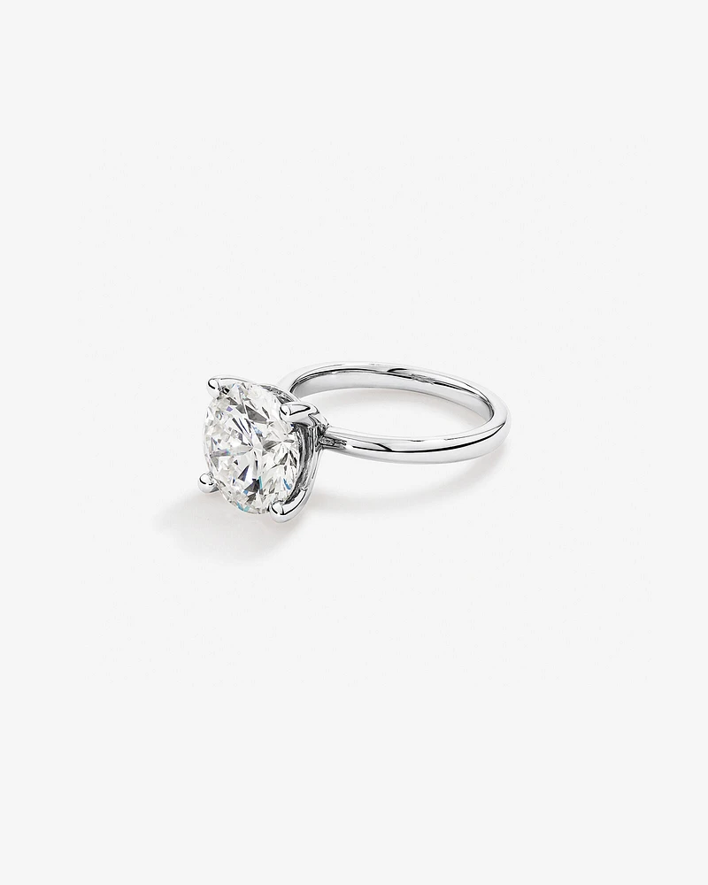 5,00 Carats Poids Total Bague De Fiançailles Solitaire En Diamant Rond Brillant Cultivé En Laboratoire, En Platine