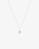 Pear Shape Cubic Zirconia Halo Pendant in Sterling Silver