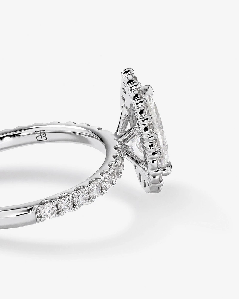 1.82 Carat TW Pear Cut Laboratory-Grown Diamond Halo Engagement Ring in 14kt White Gold