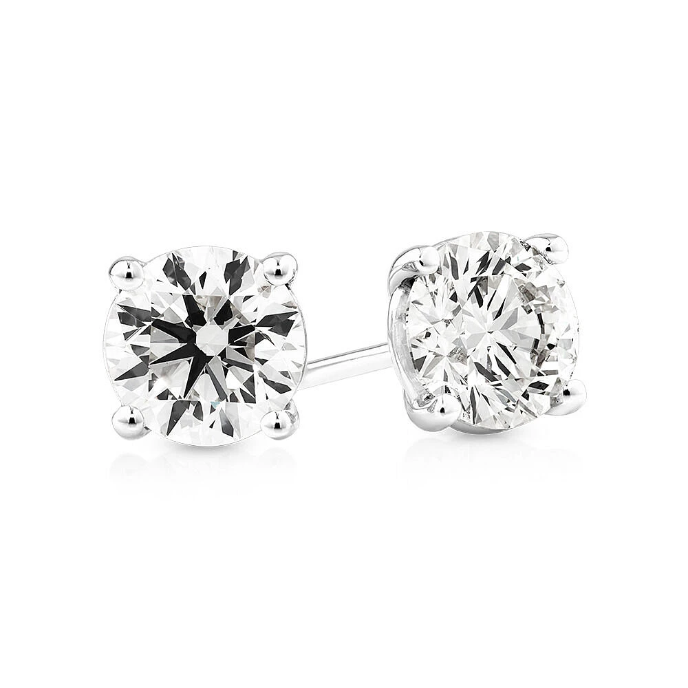 1.50 Carat TW Flawless Diamond Solitaire Stud Earrings in 18kt White Gold