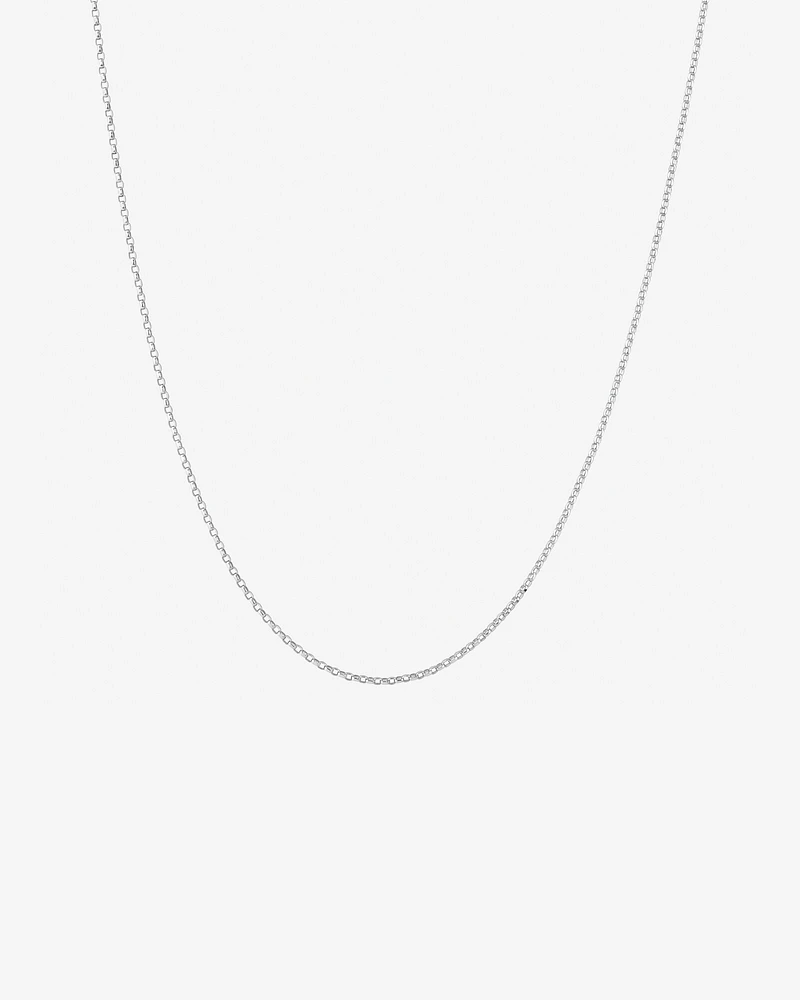 50cm (20") 1mm-1.5mm Width Diamond Cut Belcher Chain in 18kt White Gold