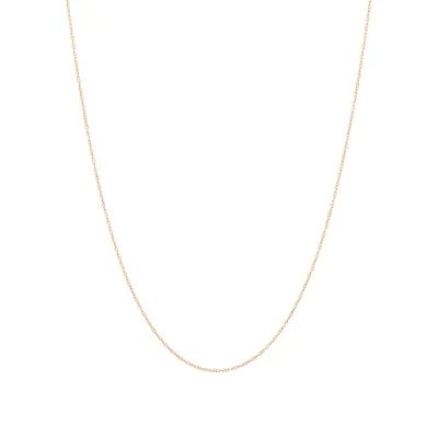 45cm (17") 1mm Width Solid Cable Chain 10kt Yellow Gold