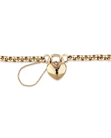 19cm (7.5") 5mm-5.5mm Width Heart Padlock Hollow Belcher Bracelet in 10kt Yellow Gold