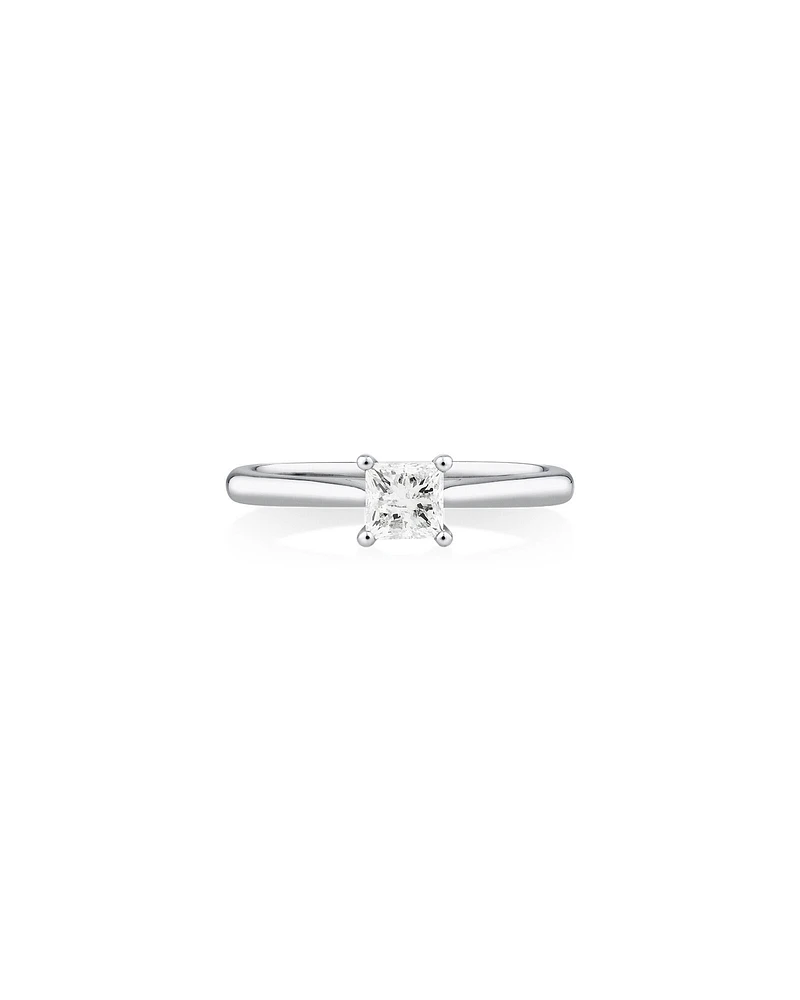 Evermore Certified Solitaire Engagement Ring with a 0.50 Carat TW Princess Cut Diamond in 14kt White Gold