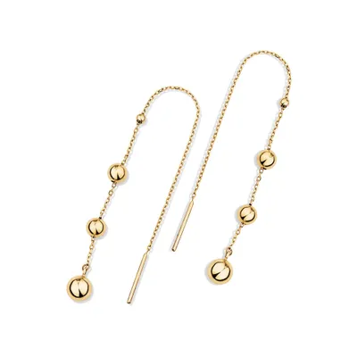 Bead Thread Earrings in 10kt Yellow Gold