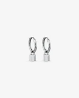 Signature Lock Hoop Huggie Earrings in Sterling Silver