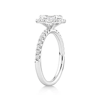 1.78 Carat TW Laboratory-Grown Diamond Emerald Cut Halo Ring in 14kt White Gold