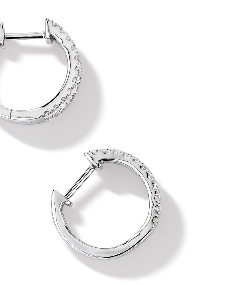 Boucles d'Oreilles Créoles Dot Dash de Diamant de 1,00 Carat TW en Or Blanc 14kt