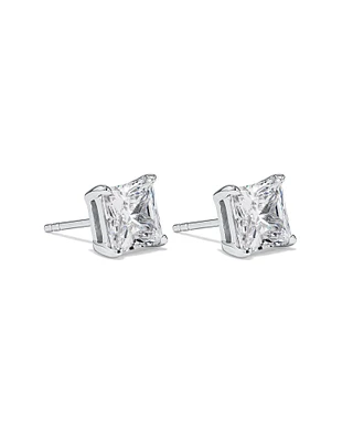 7mm Princess Cubic Zirconia Stud Earrings in Sterling Silver