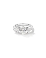 2.25 Carat TW Three Stone Oval and Kite Shaped Laboratory-Grown Diamond Engagement Ring in 14kt White Gold