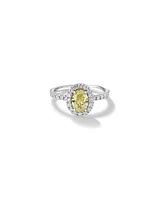 1.54 Carat TW Yellow Oval Cut Laboratory-Grown Diamond Halo Engagement Ring in 14kt White Gold