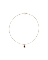 Collier Pendentif Avec Grenat Rouge Taille Émeraude En Or Jaune 10 Ct