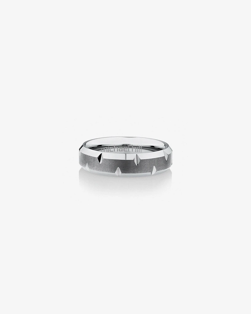 6mm Men's Ring Grey Sapphire Tungsten