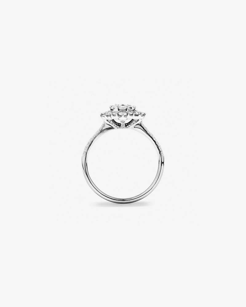 Halo Engagement Ring with .93TW of Diamonds in 14k White Gold