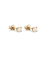 Round Australian Opal Birthstone Stud Earrings in 10kt Yellow Gold