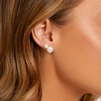 Stud Earrings with 9mm Button Cultured Freshwater Pearls in Sterling Silver