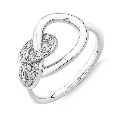 Knots Ring with Diamonds in Sterling Silver