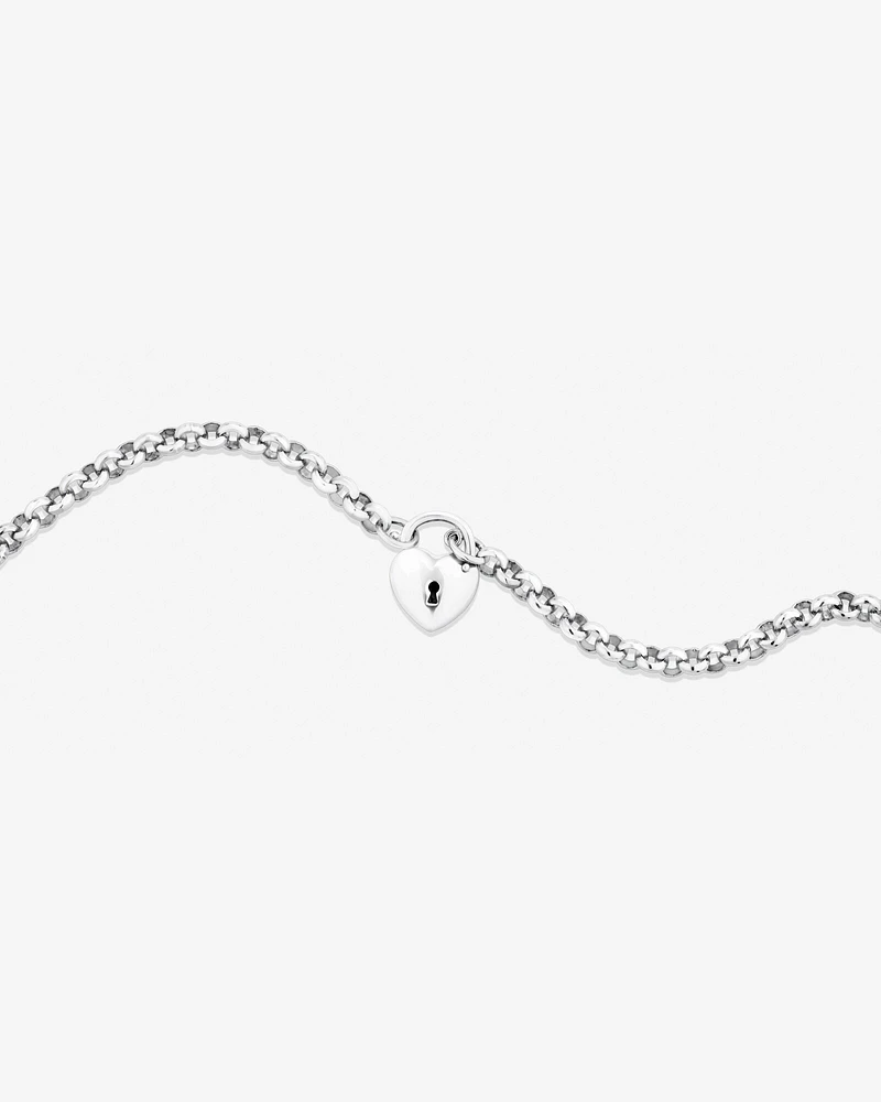 45cm (18") 5mm-5.5mm Width Heart Padlock Belcher Necklace in Sterling Silver