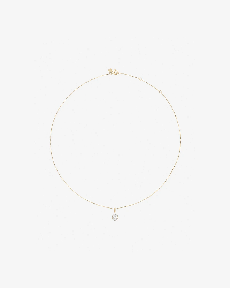 1.00 Carat TW Pear Cut Laboratory-Grown Diamond Solitaire Pendant in 10kt Yellow Gold