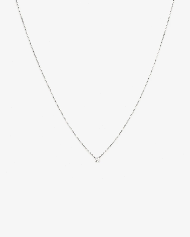 Mini Diamond Solitaire Necklace in 10kt White Gold