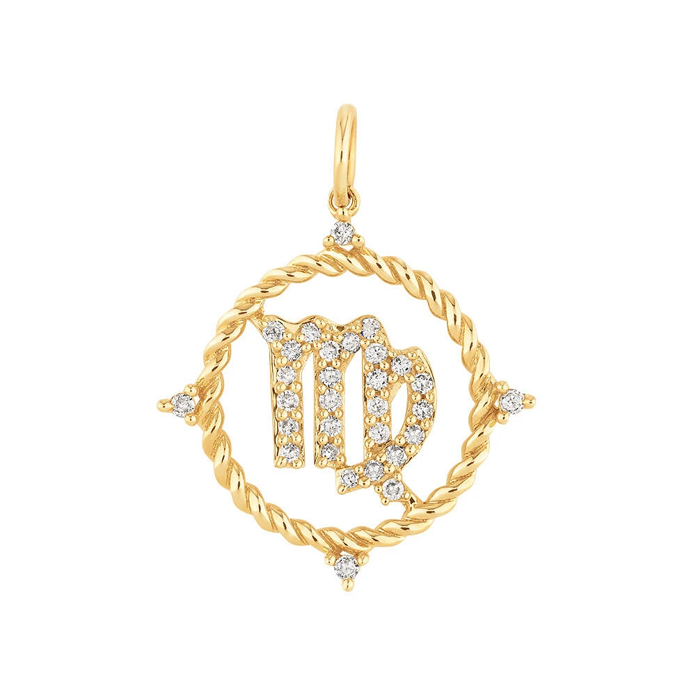 Virgo Zodiac Pendant with 0.20 Carat TW of Diamonds in 10kt Yellow Gold