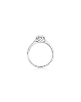 Halo Oval Engagement Ring with 0.92 Carat TW of Diamonds in 14kt White Gold