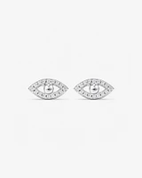 Evil Eye Stud Earrings with Cubic Zirconia in Sterling Silver