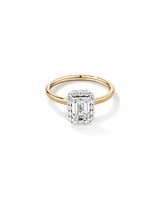 1.46 Carat TW Emerald Cut Laboratory-Grown Diamond Halo Engagement Ring in 14kt Yellow and White Gold