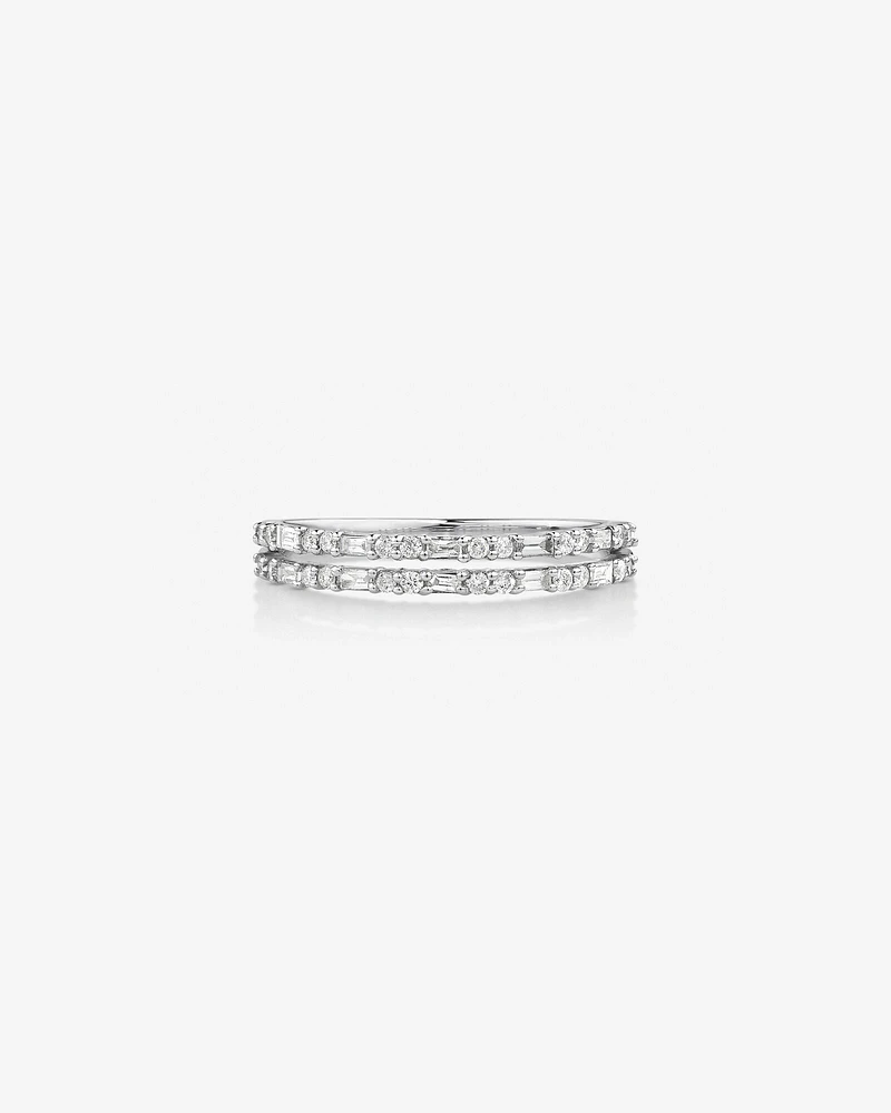 0.30 Carat TW Diamond Dot Dash Double Row Ring in 10kt White Gold