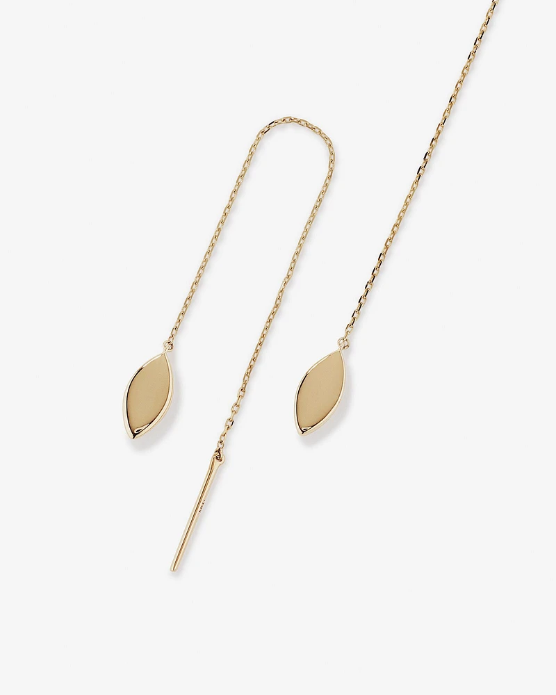 Marquise Disc Threader Earrings in 10kt Yellow Gold